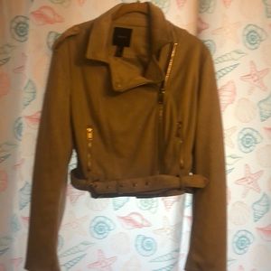 Grey suede moto jacket